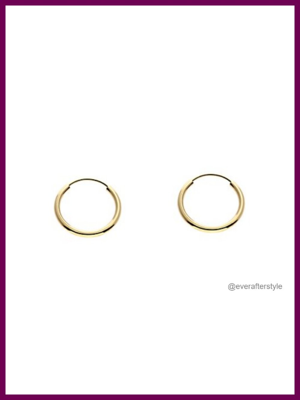 14k Yellow Gold Endless Hoop Earrings Round Thin Small Flexible